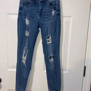 Almost Famous Distressed Skinny Jeans in Blue